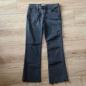 Vigoss Faded Black Marley Crop Boot Mid Rise Women's Jeans